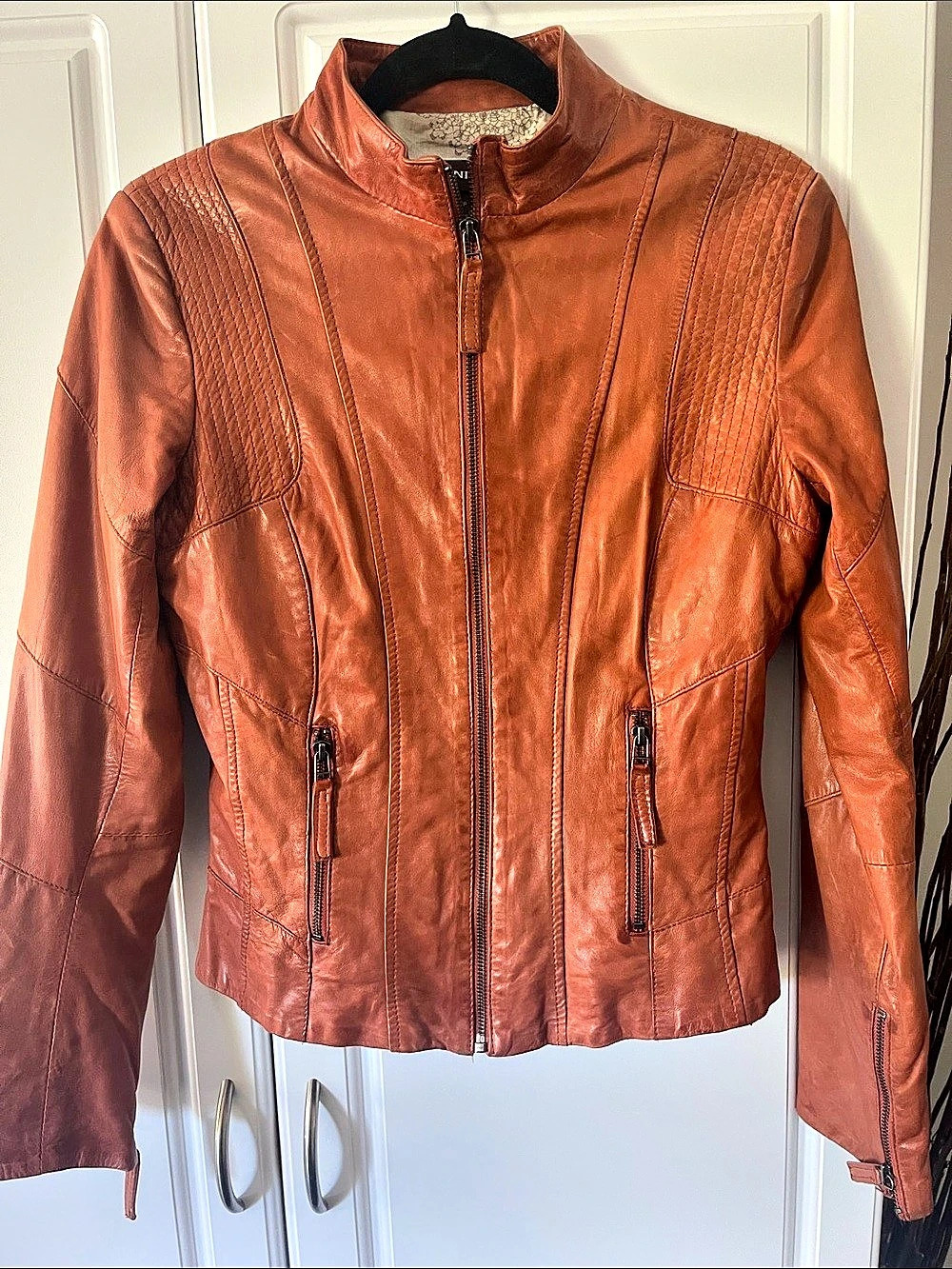Danier Leather Moto Jacket Rust Size Small